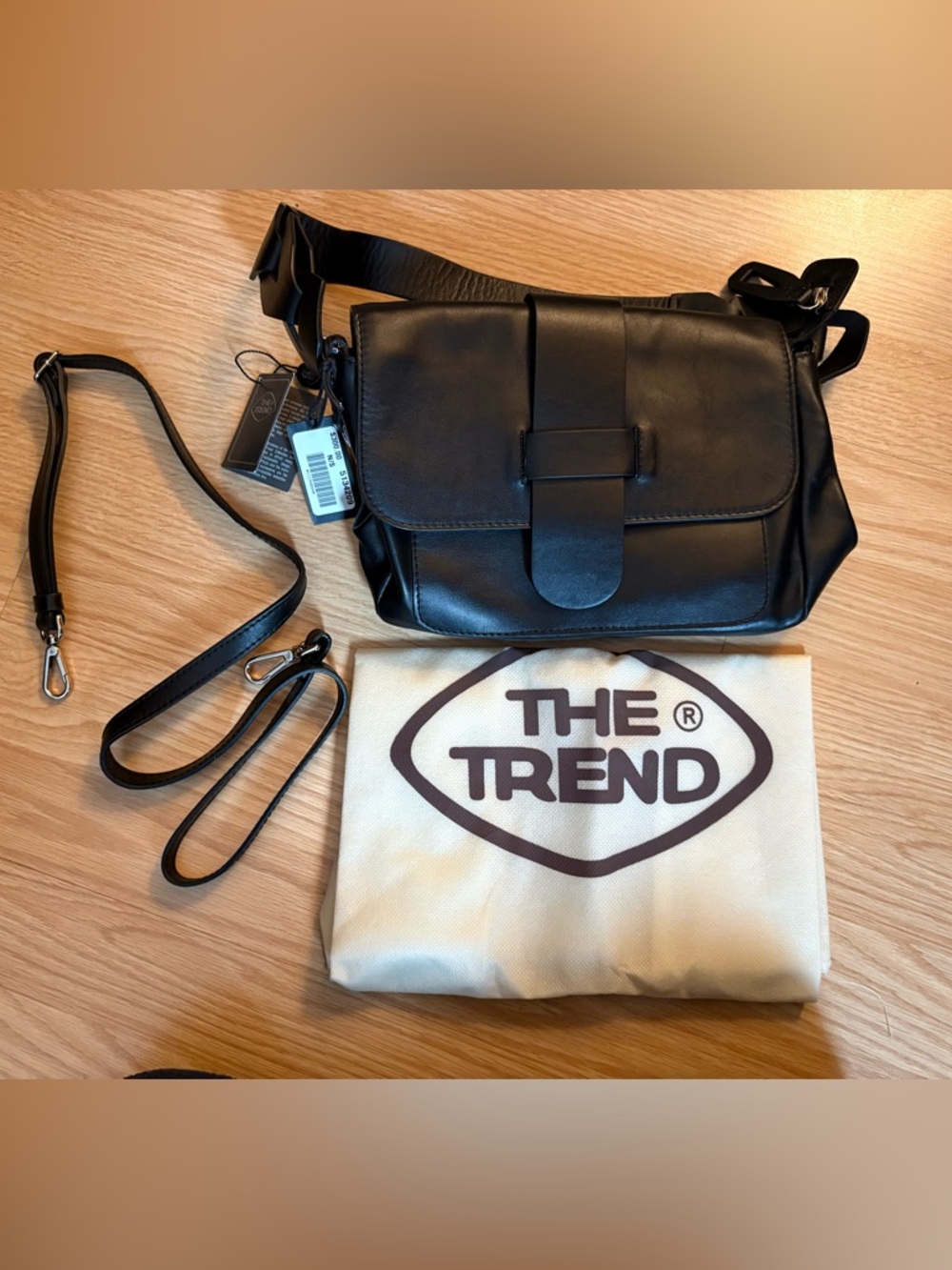 NWT- Trend Black Leather Crossbody Shoulder Bag